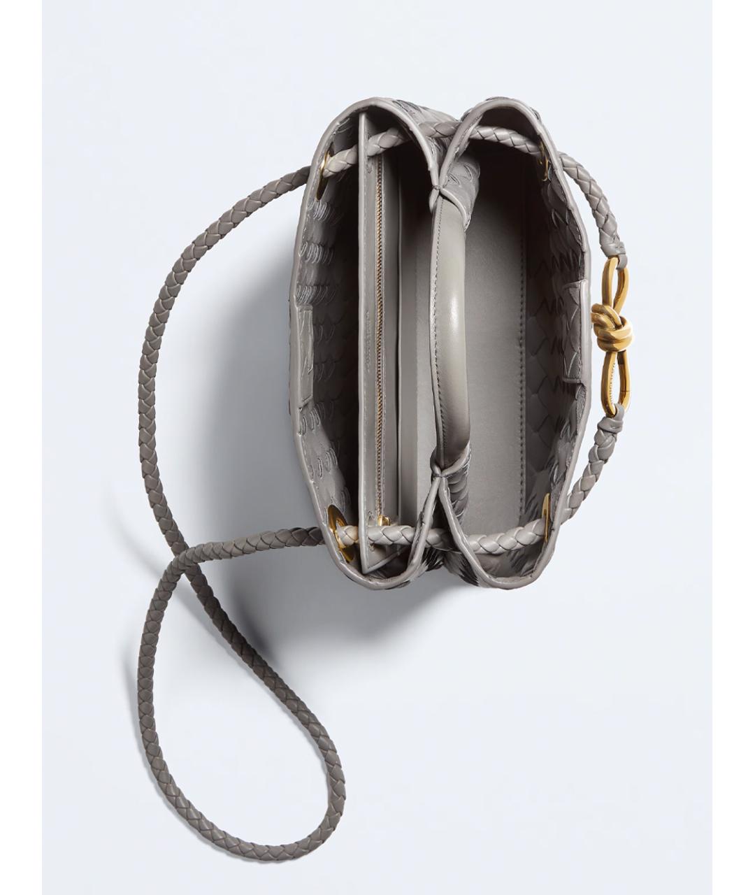 BOTTEGA VENETA Серая кожаная сумка тоут, фото 5