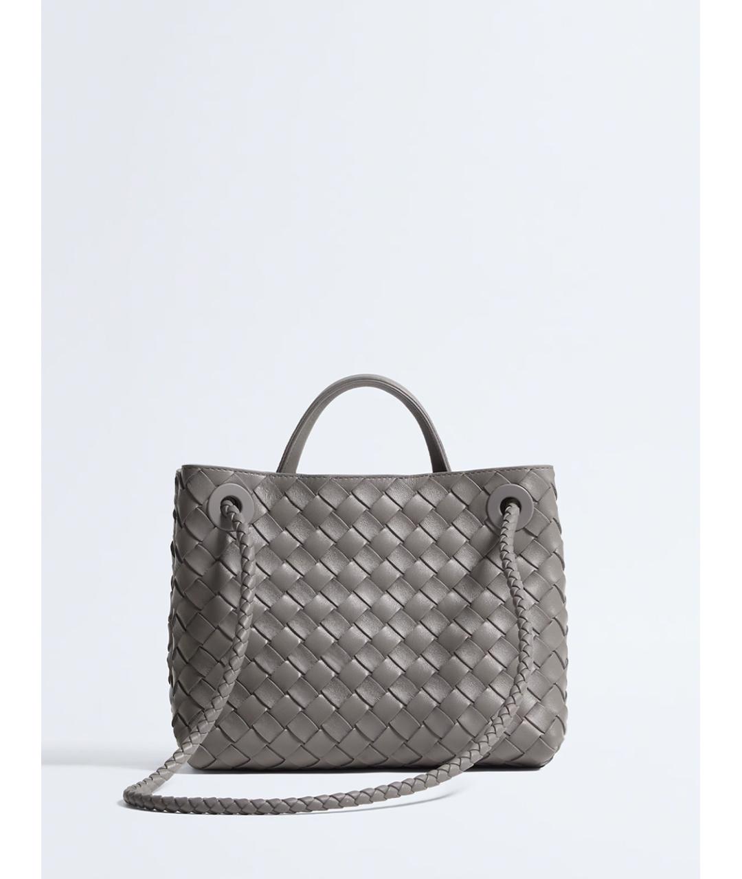 BOTTEGA VENETA Серая кожаная сумка тоут, фото 2