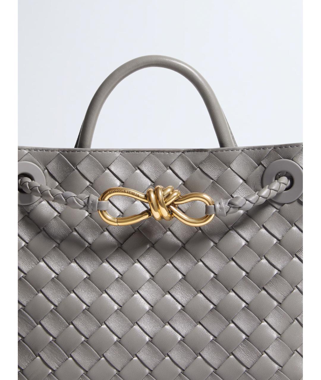BOTTEGA VENETA Серая кожаная сумка тоут, фото 4