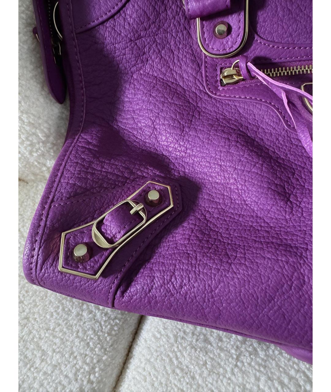 BALENCIAGA Фиолетовая кожаная сумка тоут, фото 5