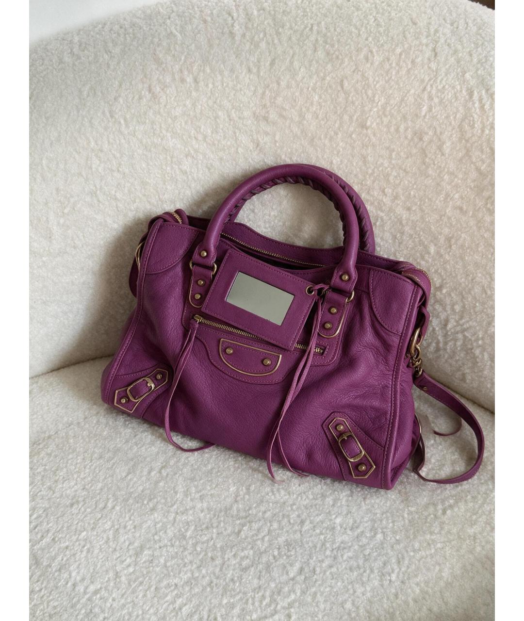 BALENCIAGA Фиолетовая кожаная сумка тоут, фото 4
