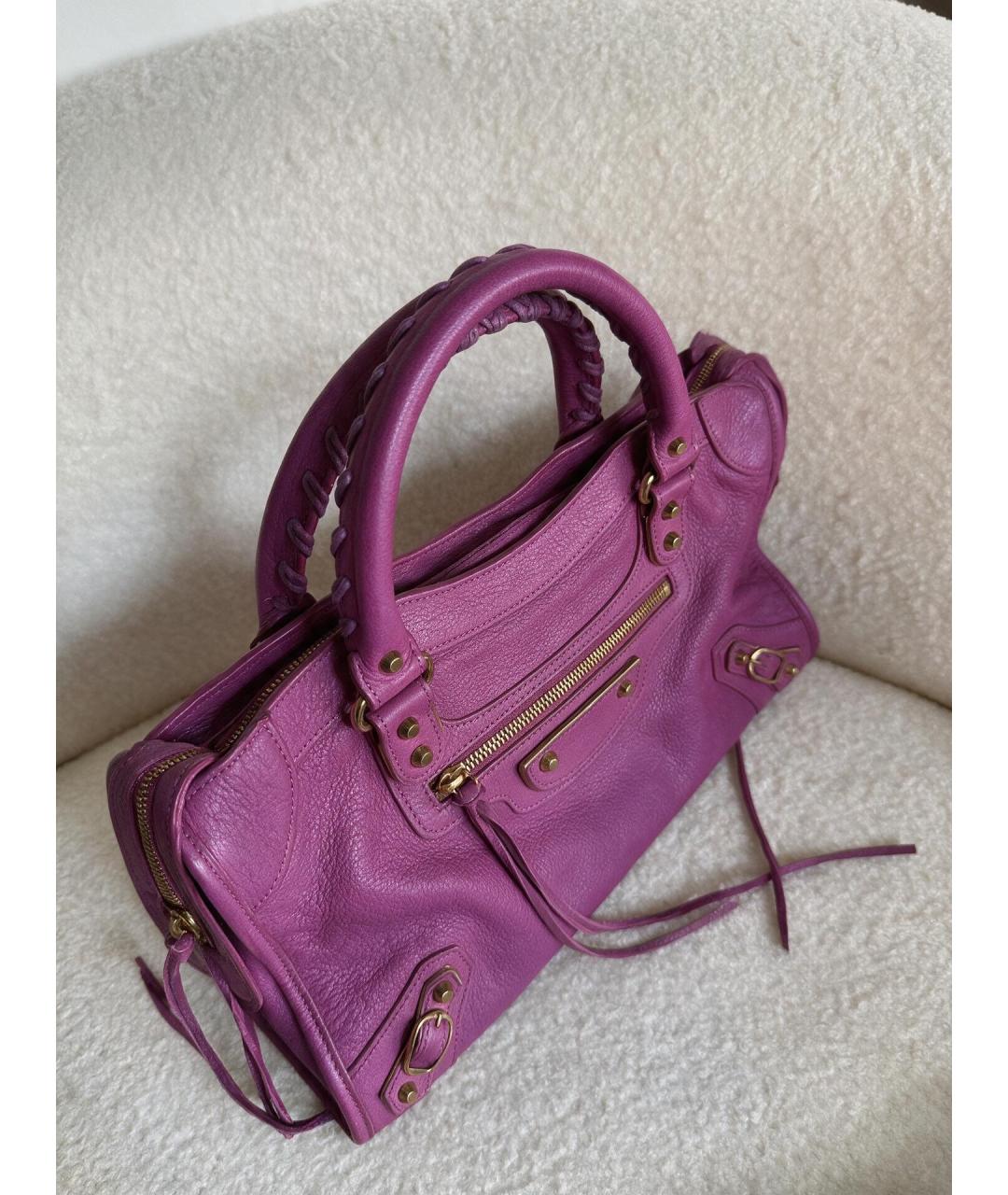 BALENCIAGA Фиолетовая кожаная сумка тоут, фото 2