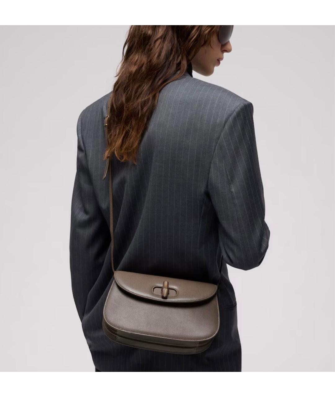 GUCCI Коричневая кожаная сумка через плечо, фото 3