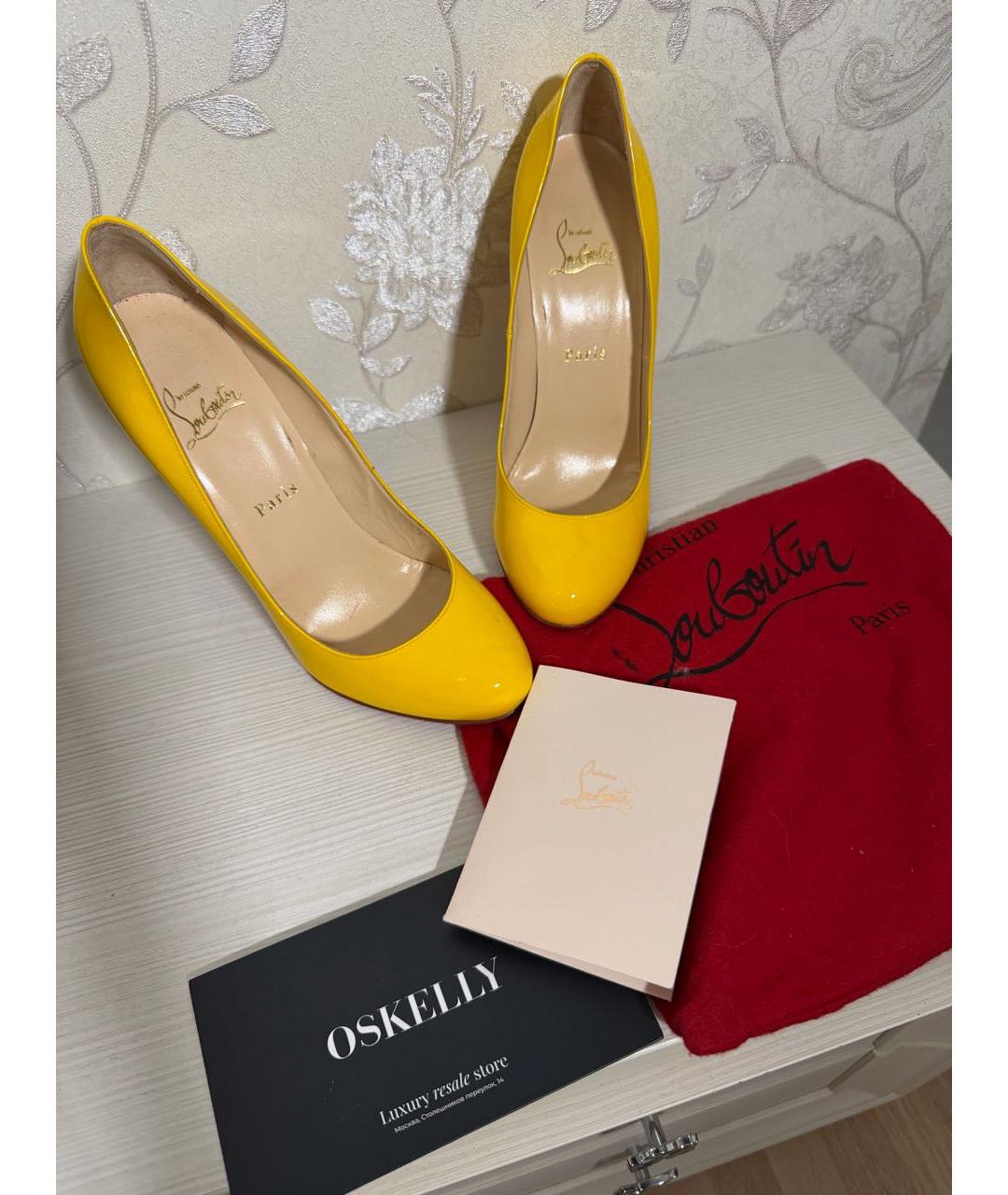 CHRISTIAN LOUBOUTIN Желтые кожаные туфли, фото 7