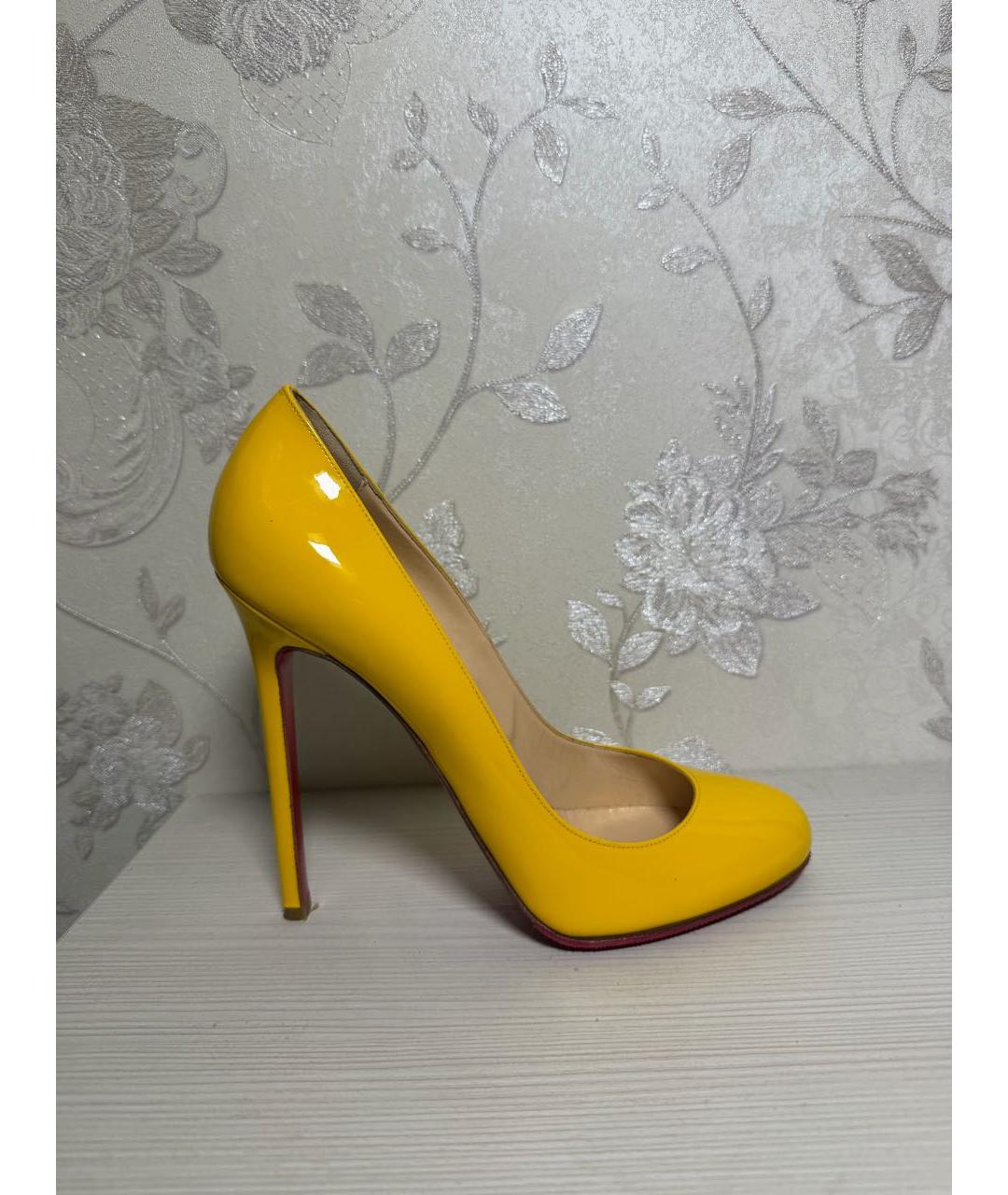 CHRISTIAN LOUBOUTIN Желтые кожаные туфли, фото 9