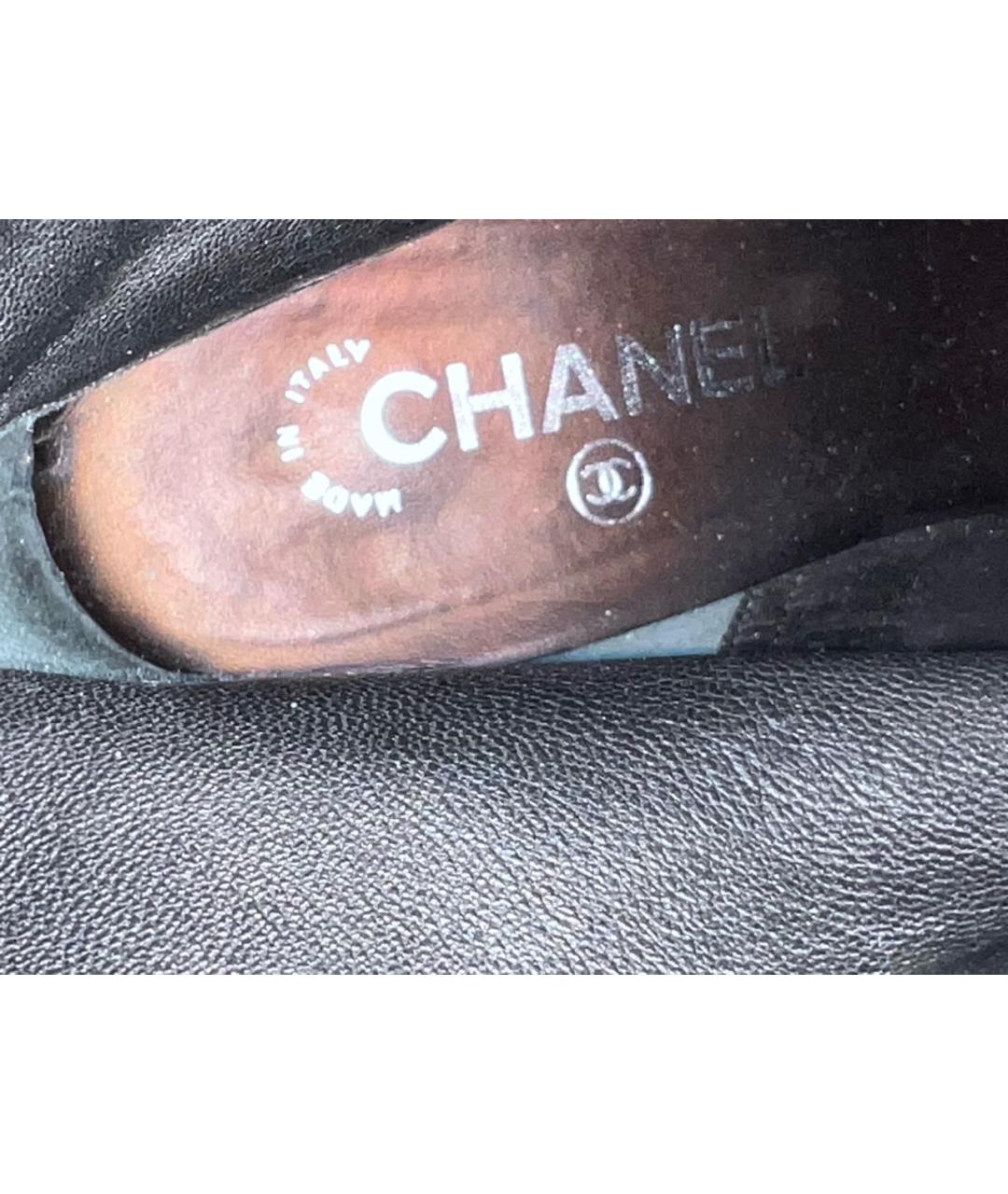 CHANEL Черные кожаные сапоги, фото 8