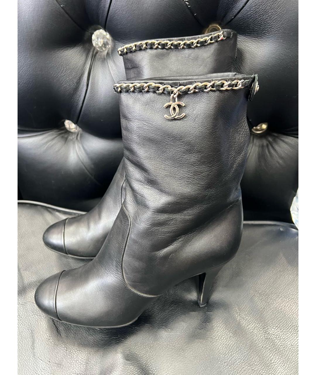 CHANEL Черные кожаные сапоги, фото 3