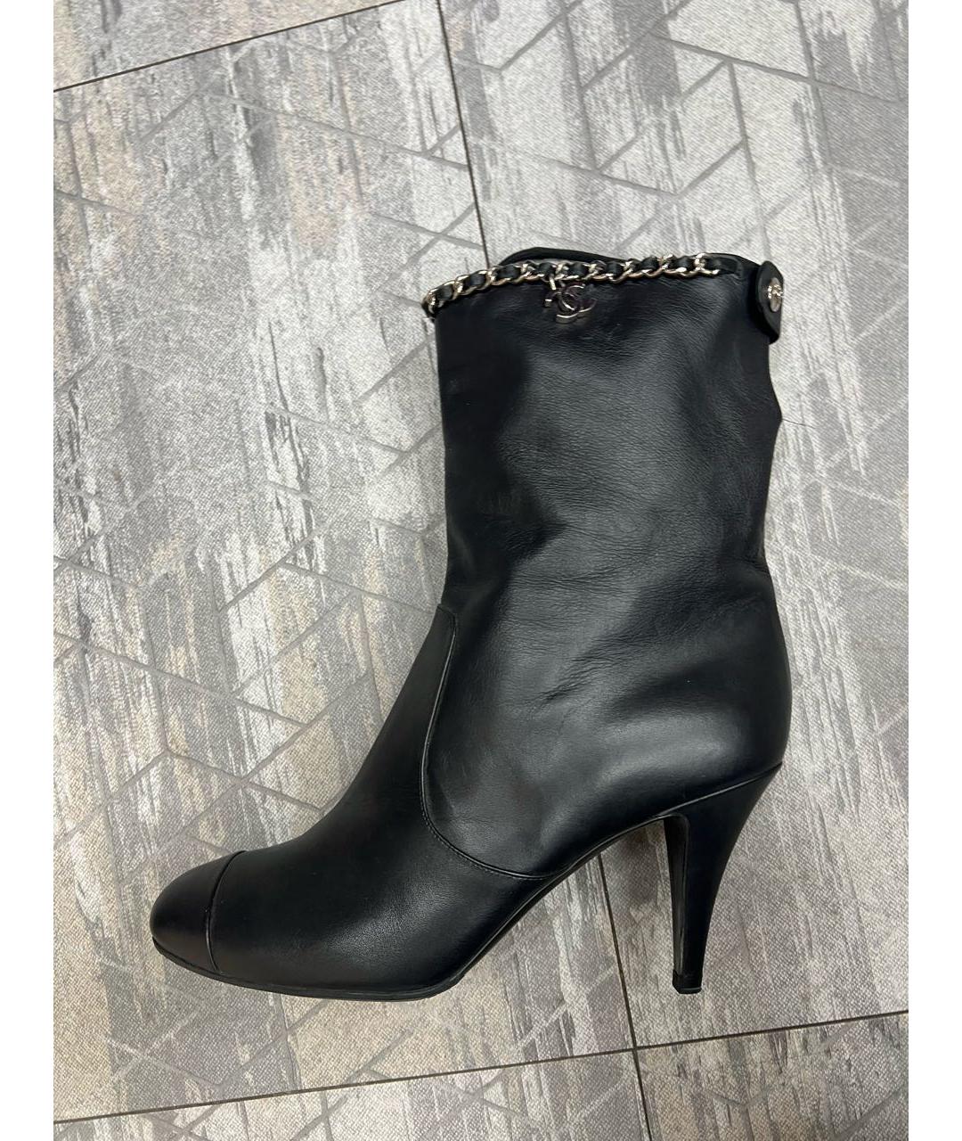 CHANEL Черные кожаные сапоги, фото 9