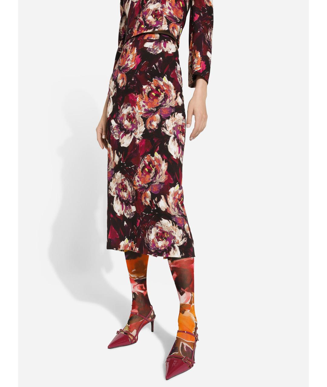 DOLCE&GABBANA Мульти вискозная юбка миди, фото 3