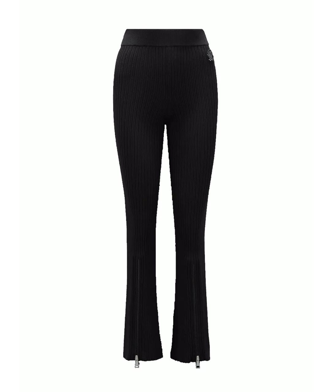 MONCLER Черные полиэстеровые прямые брюки, фото 1