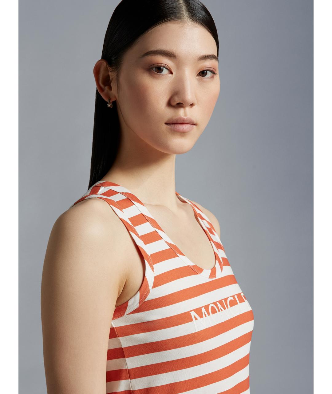 MONCLER Оранжевая хлопковая майка, фото 3