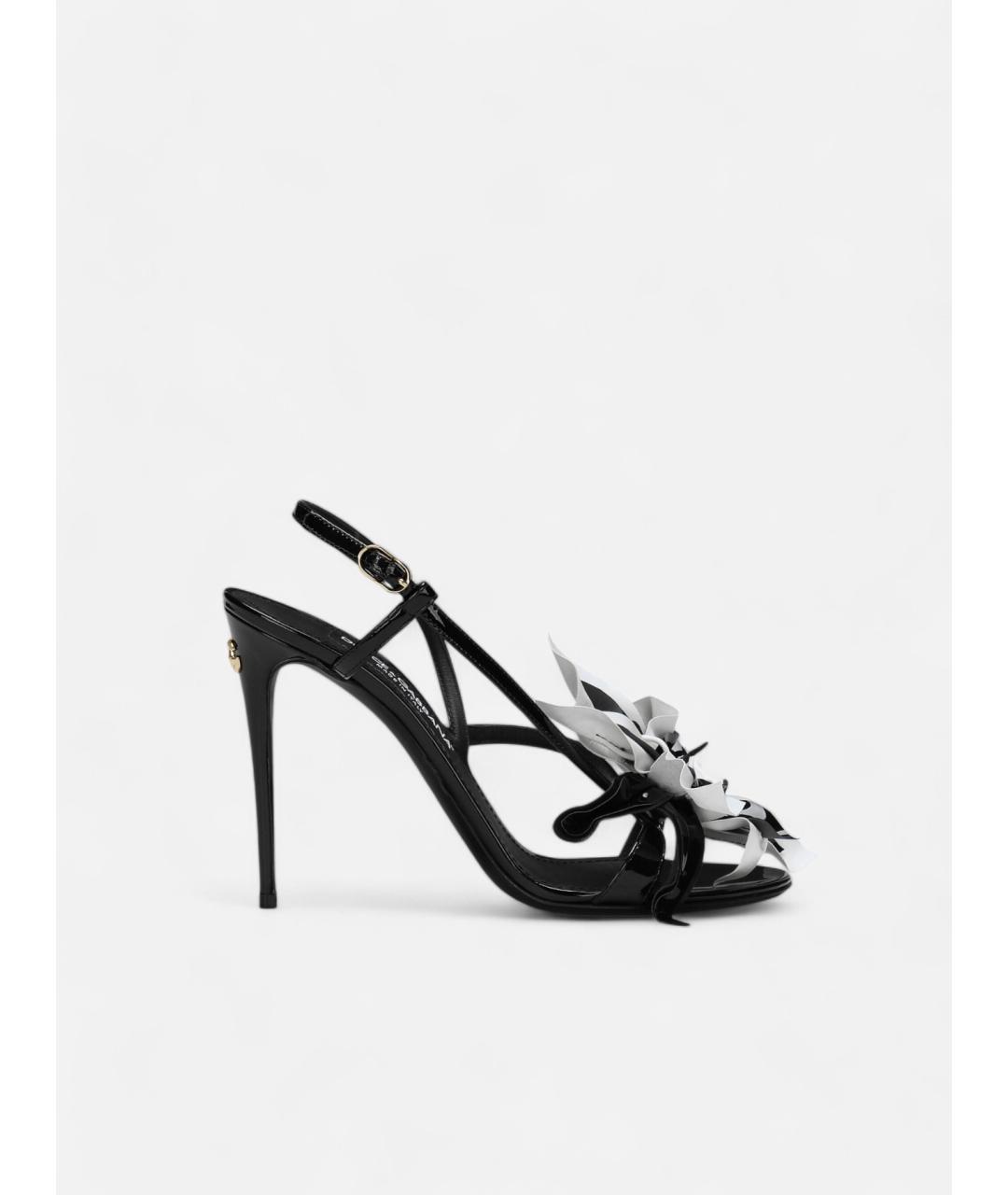 DOLCE&GABBANA Черные кожаные босоножки, фото 4