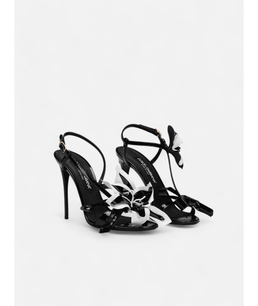 DOLCE&GABBANA Черные кожаные босоножки, фото 2