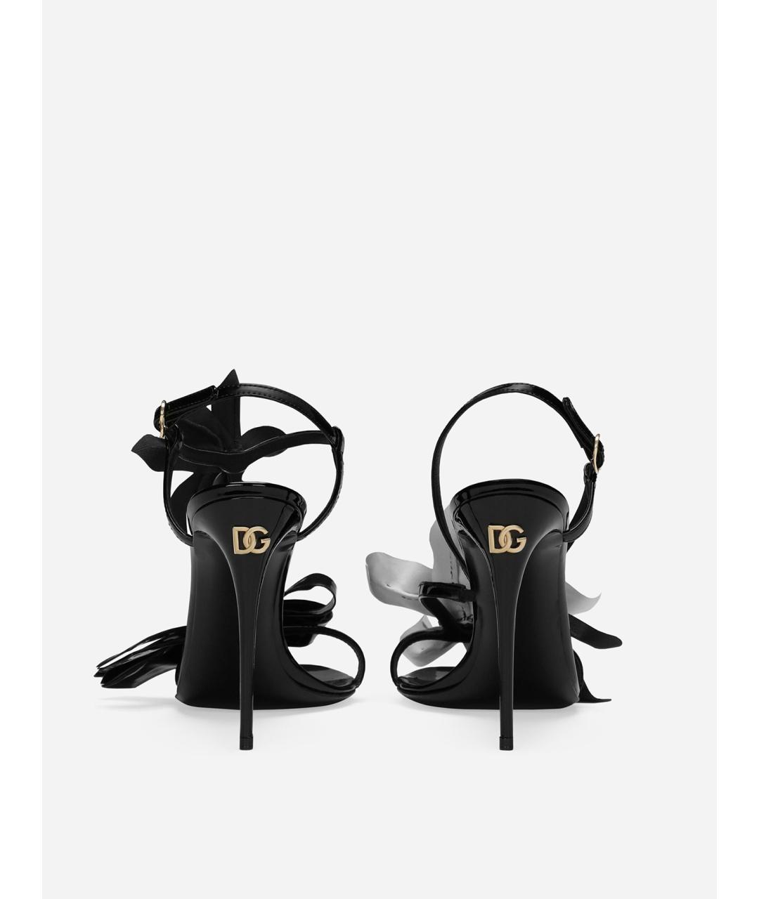 DOLCE&GABBANA Черные кожаные босоножки, фото 3