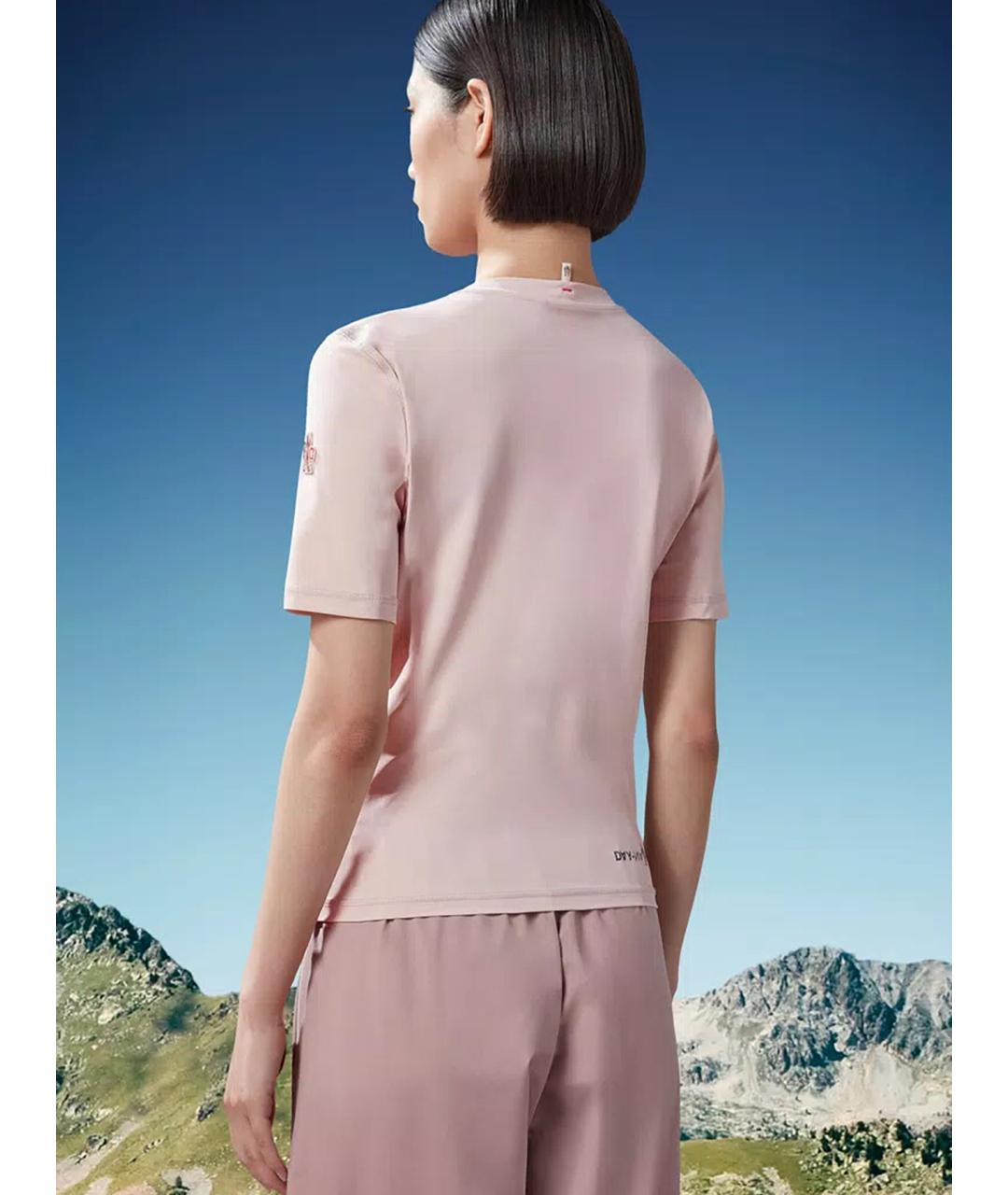 MONCLER Розовая полиамидовая футболка, фото 4