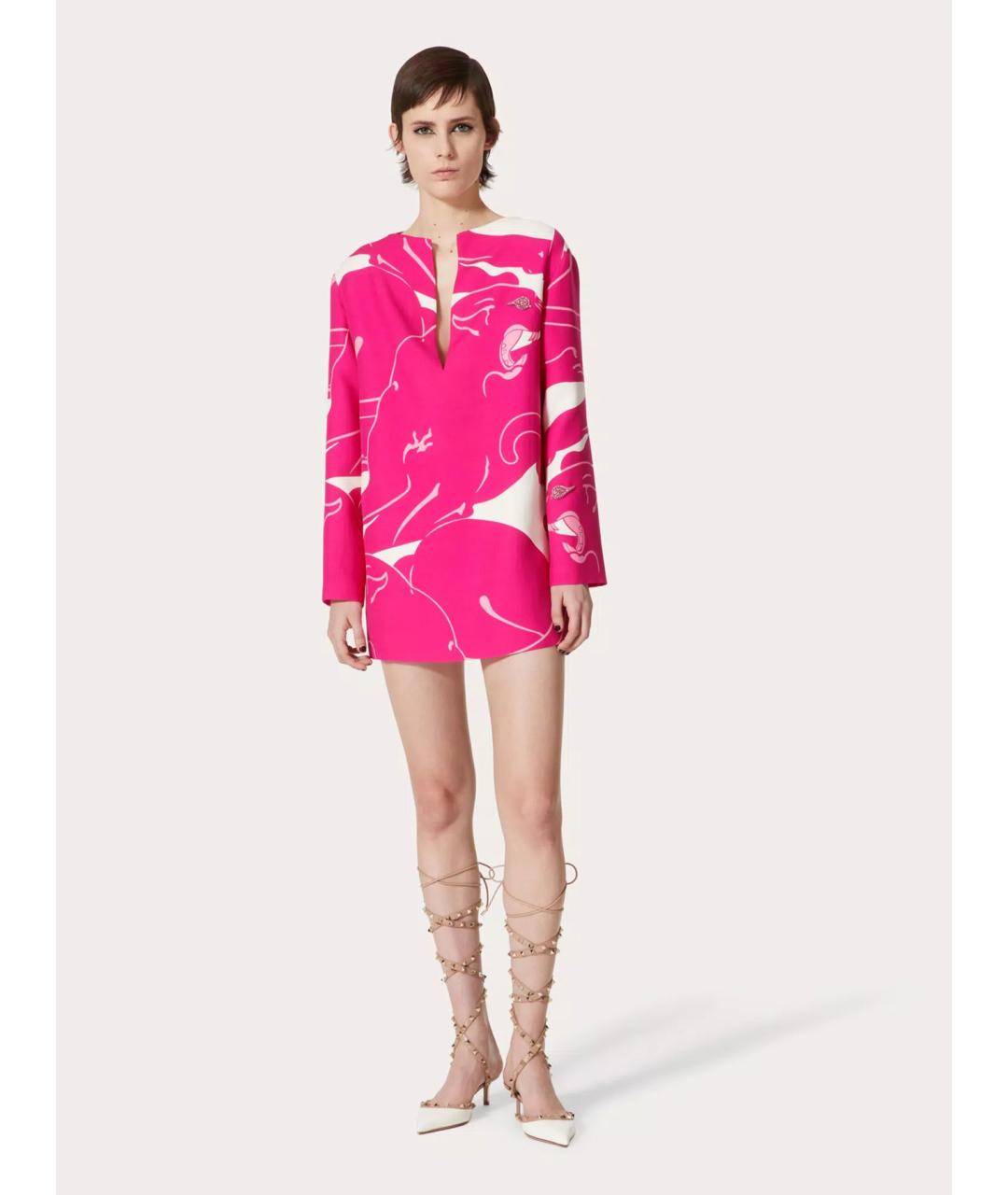 VALENTINO Розовое шерстяное повседневное платье, фото 2
