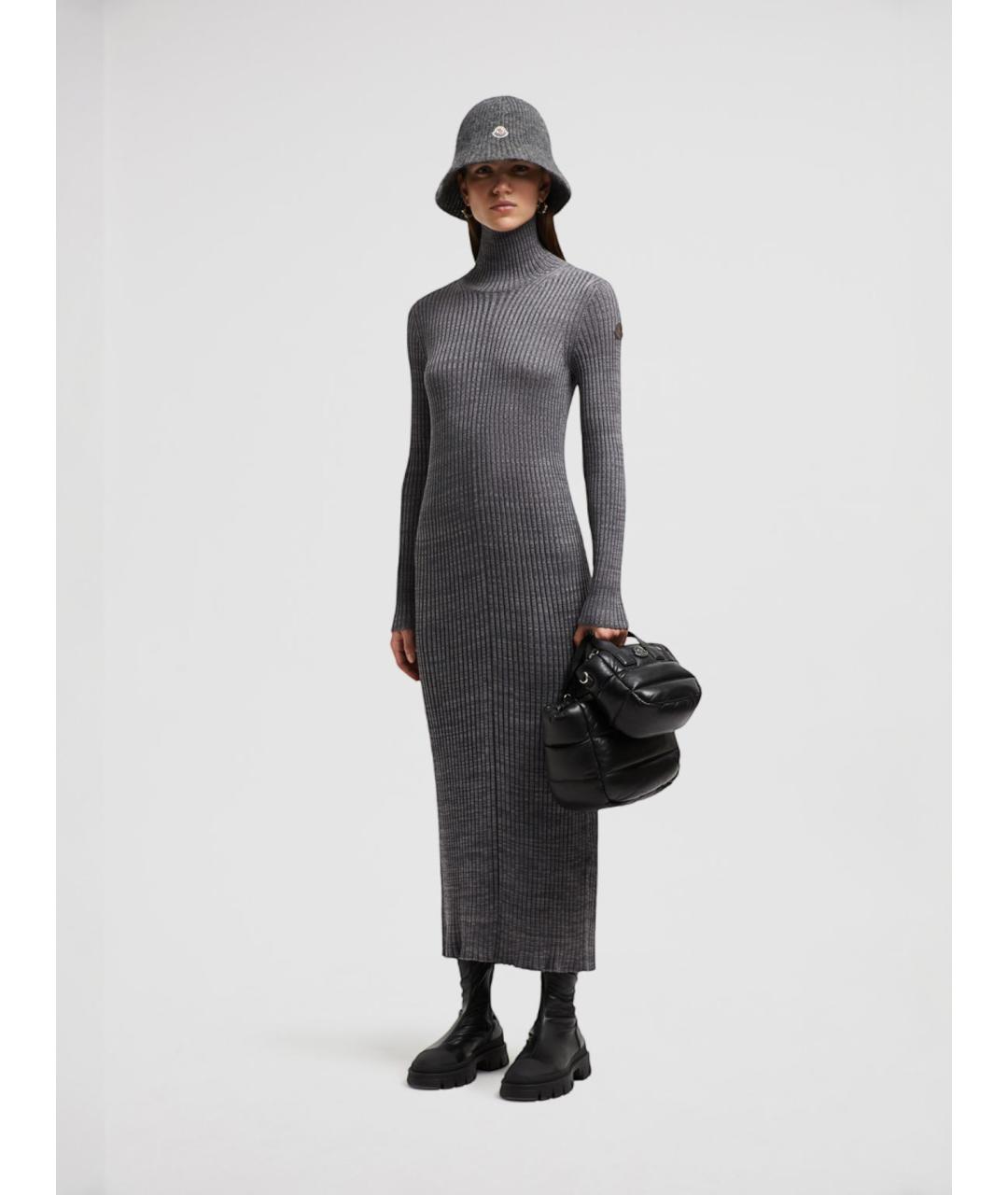 MONCLER Серое повседневное платье, фото 2