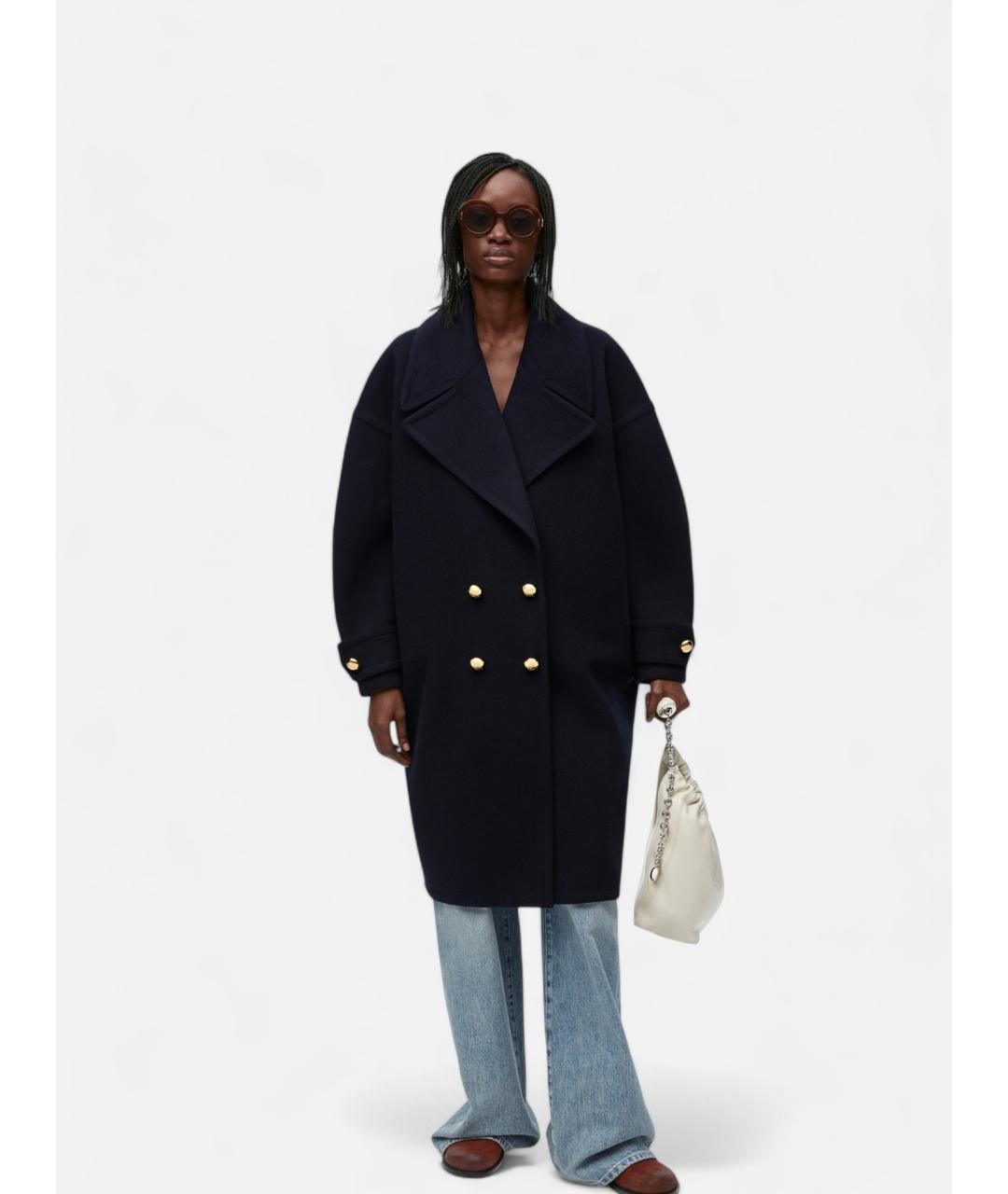 LOEWE Темно-синее шерстяное пальто, фото 2