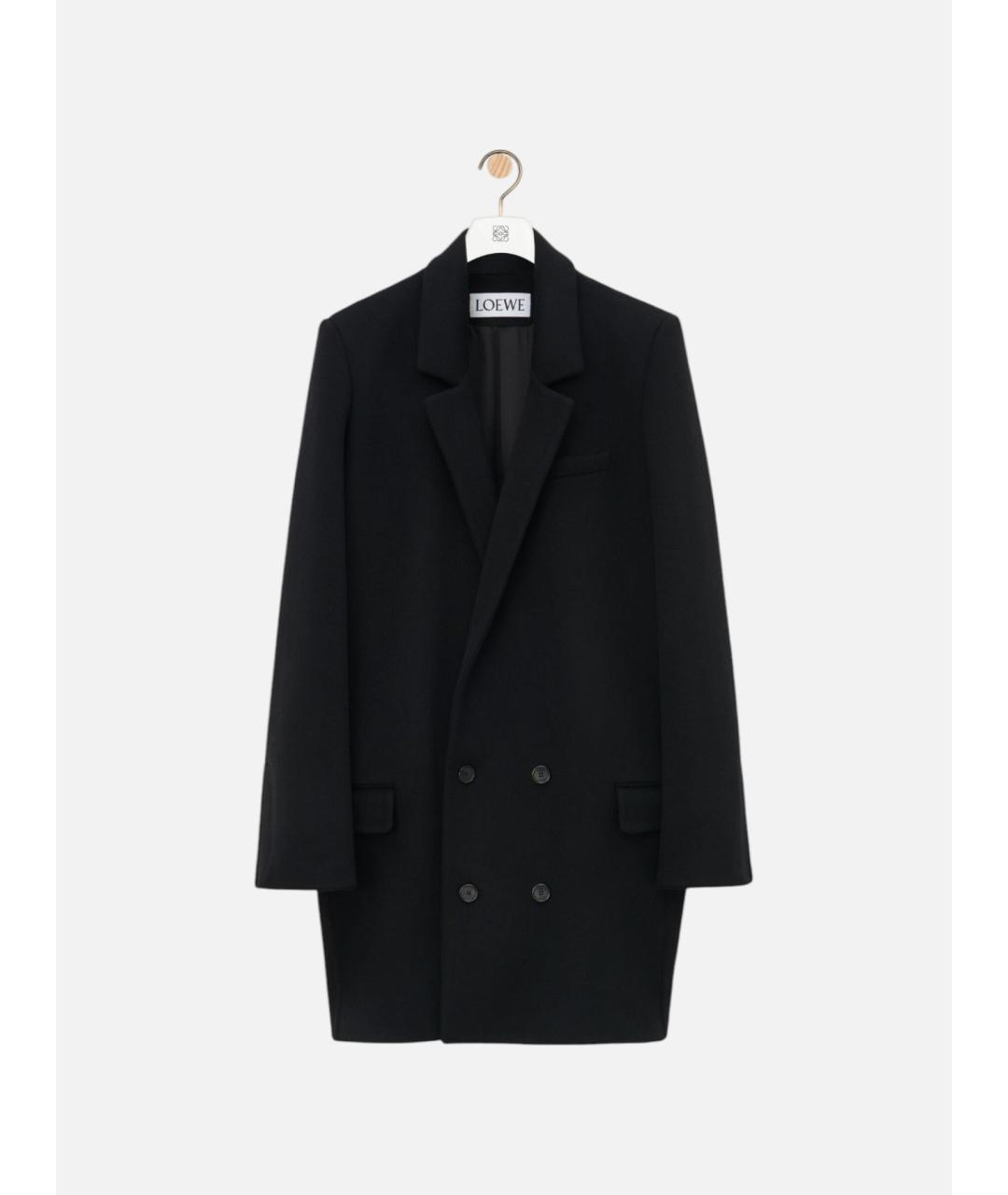 LOEWE Черное шерстяное пальто, фото 4
