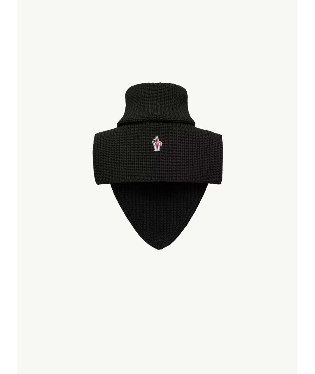 MONCLER Черный шерстяной шарф, фото 3