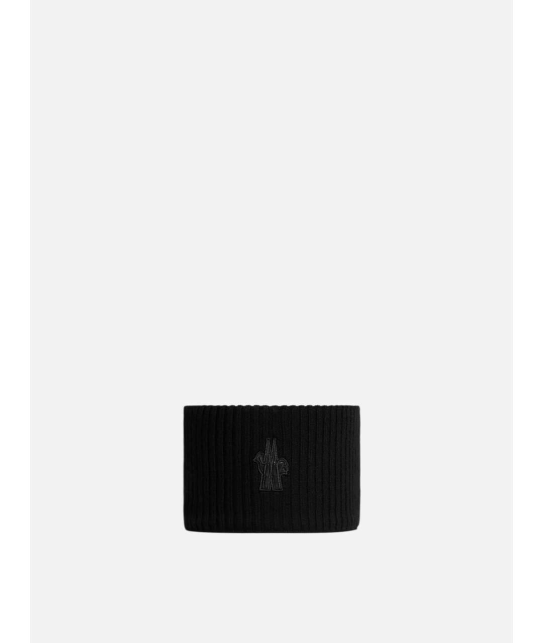 MONCLER Черная шерстяная повязка на голову, фото 3