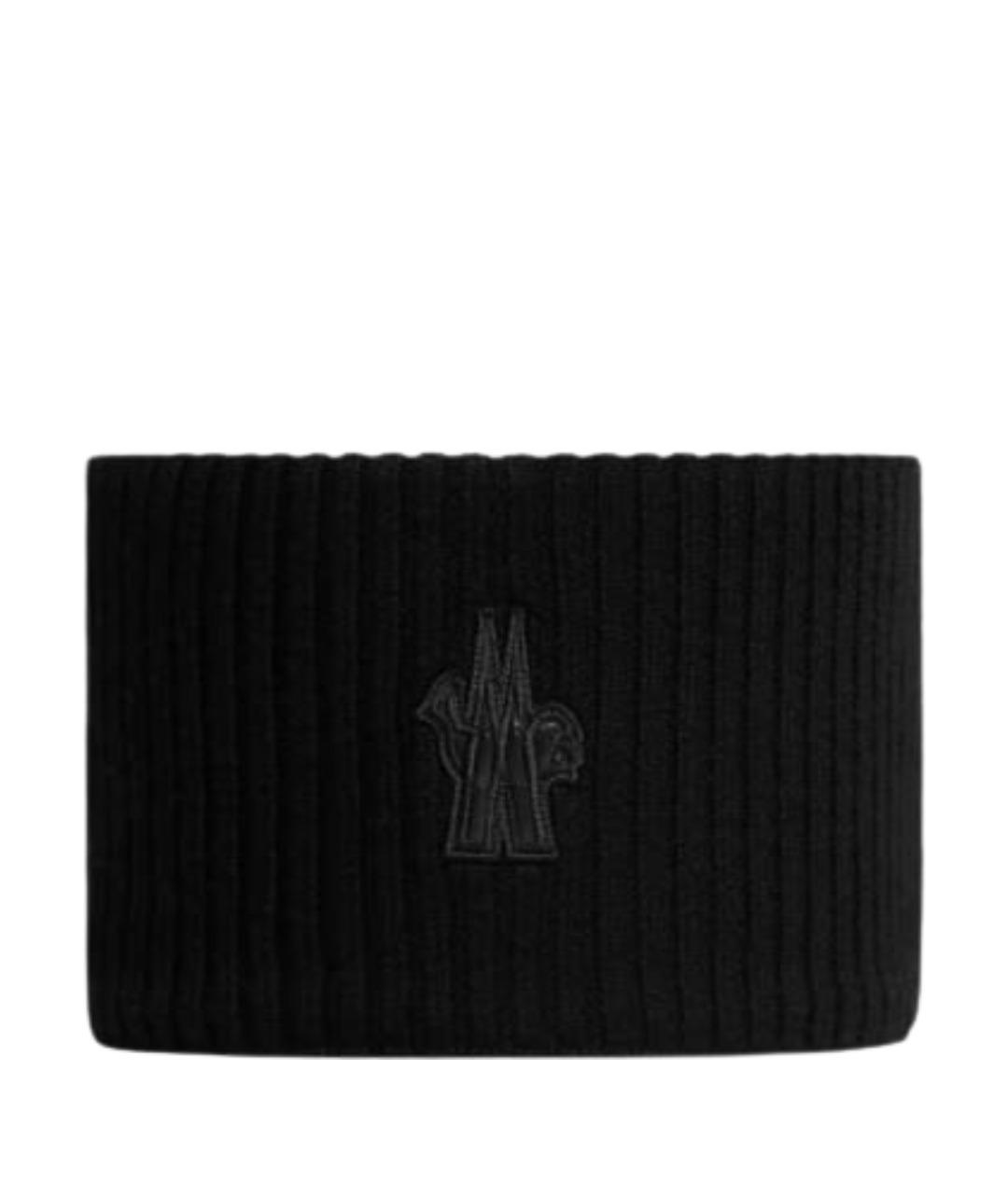 MONCLER Черная шерстяная повязка на голову, фото 1