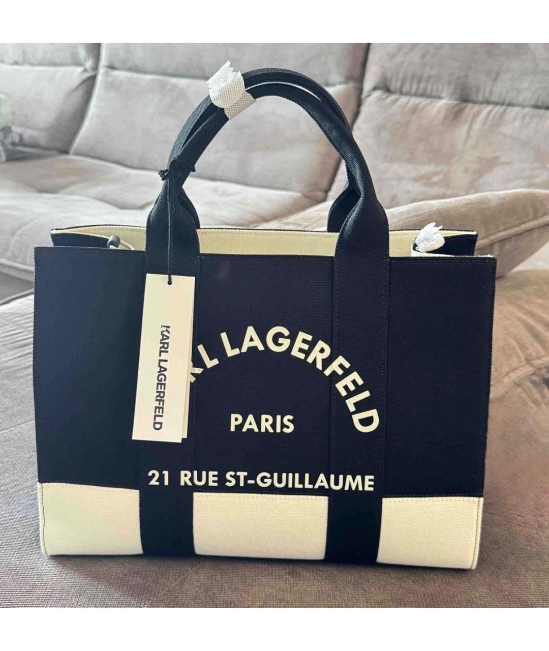 KARL LAGERFELD Черная хлопковая сумка с короткими ручками, фото 5