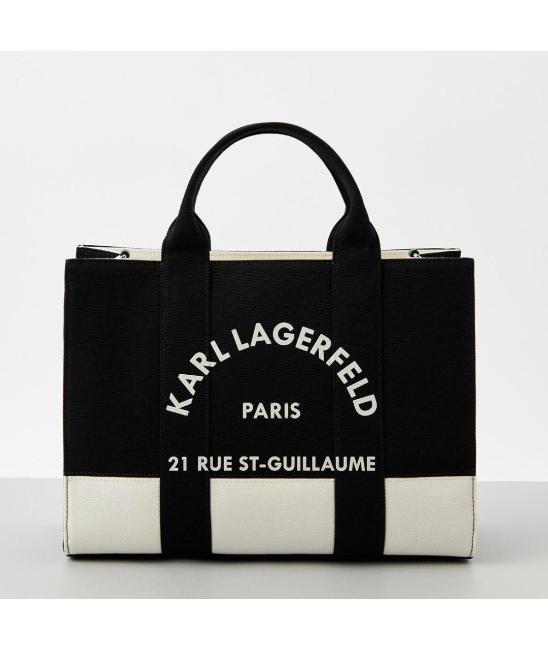 KARL LAGERFELD Черная хлопковая сумка с короткими ручками, фото 7