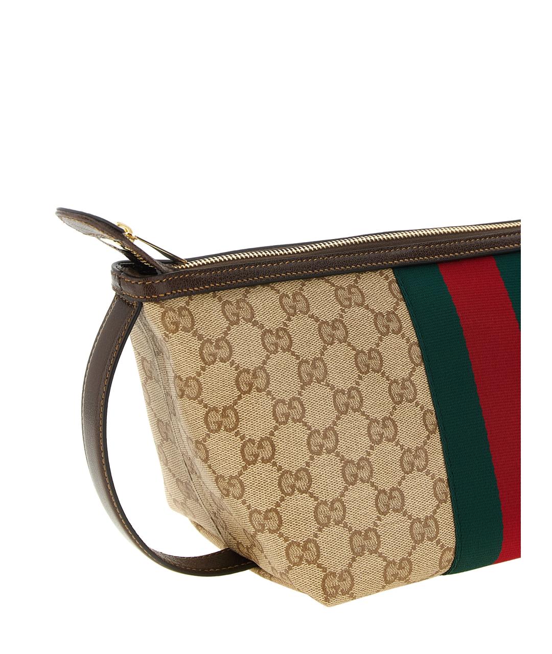 GUCCI Бежевая жаккардовая барсетка, фото 3