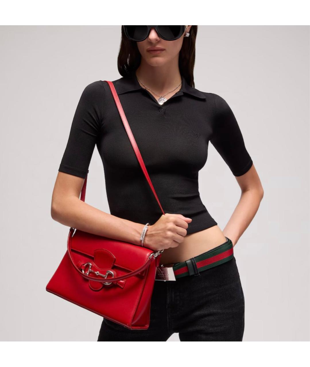 GUCCI Красная кожаная сумка через плечо, фото 4