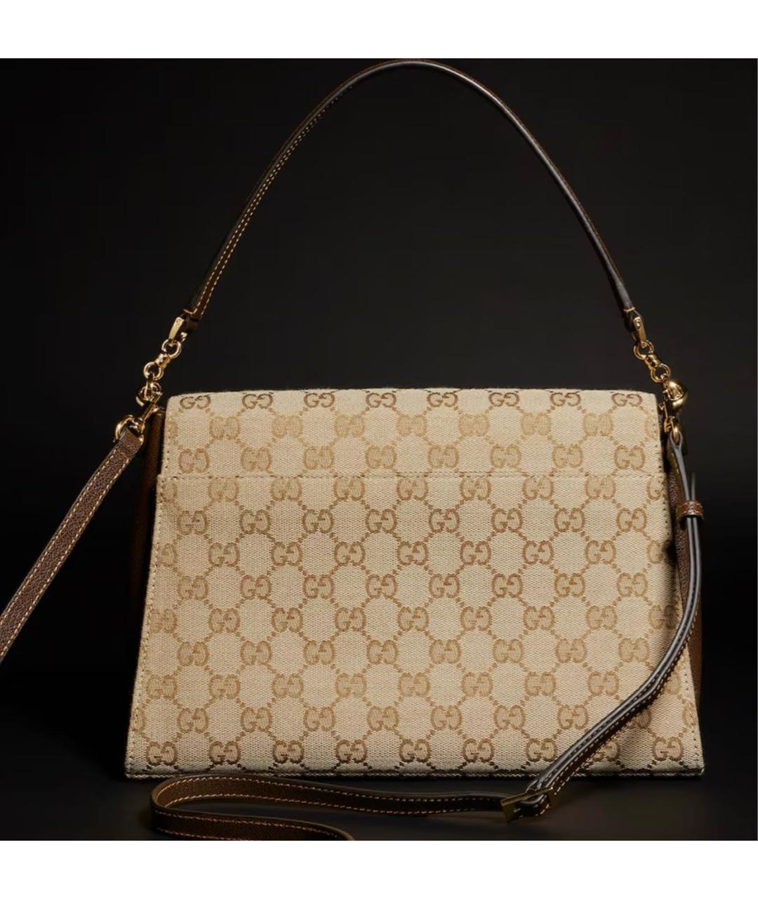 GUCCI Бежевая сумка через плечо из канвы, фото 5