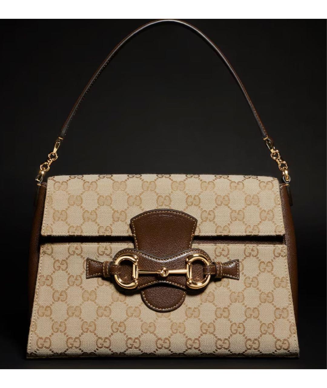 GUCCI Бежевая сумка через плечо из канвы, фото 6