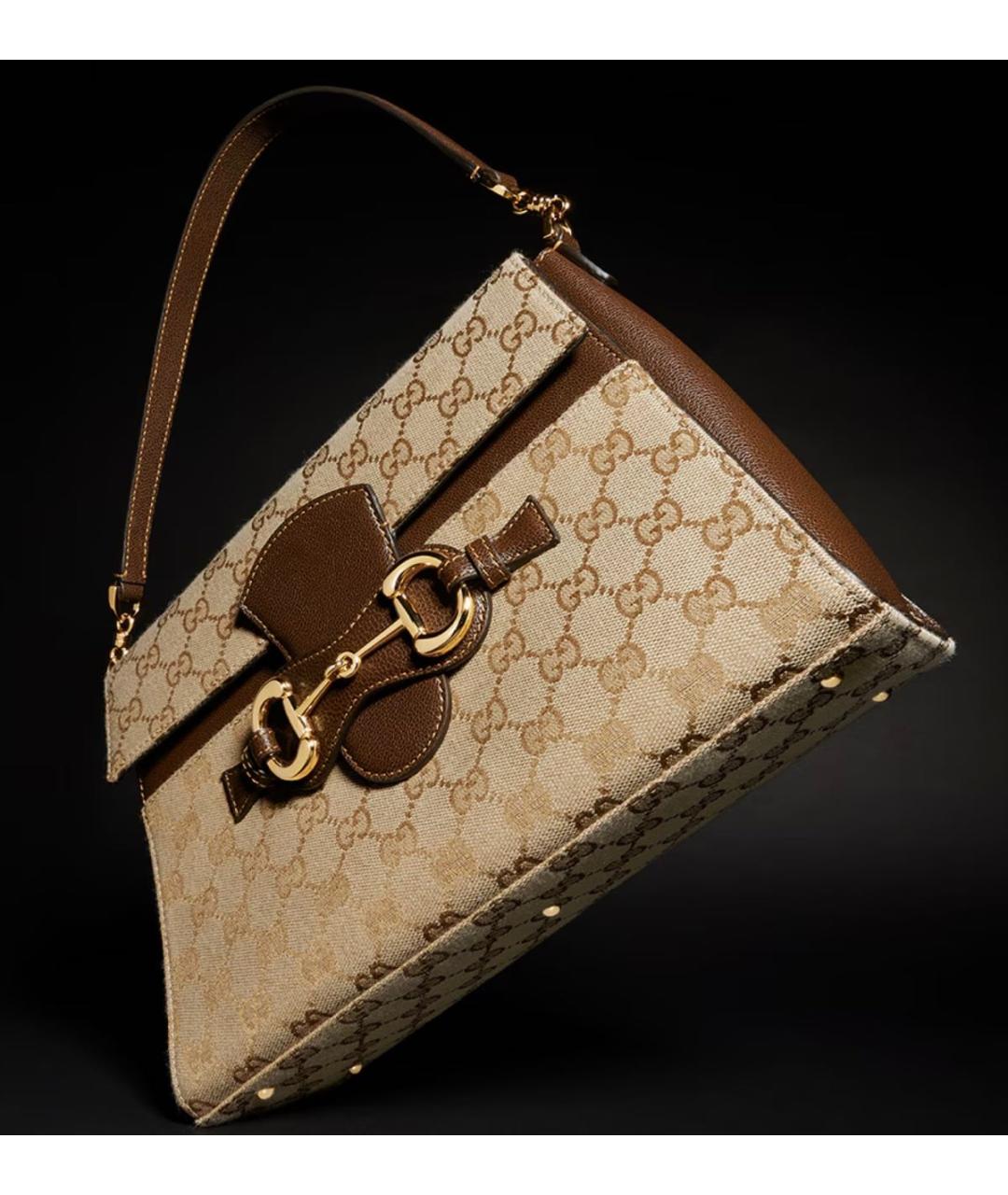 GUCCI Бежевая сумка через плечо из канвы, фото 2