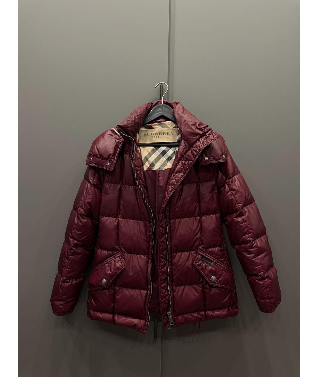 BURBERRY Бордовый полиамидовый пуховик, фото 4