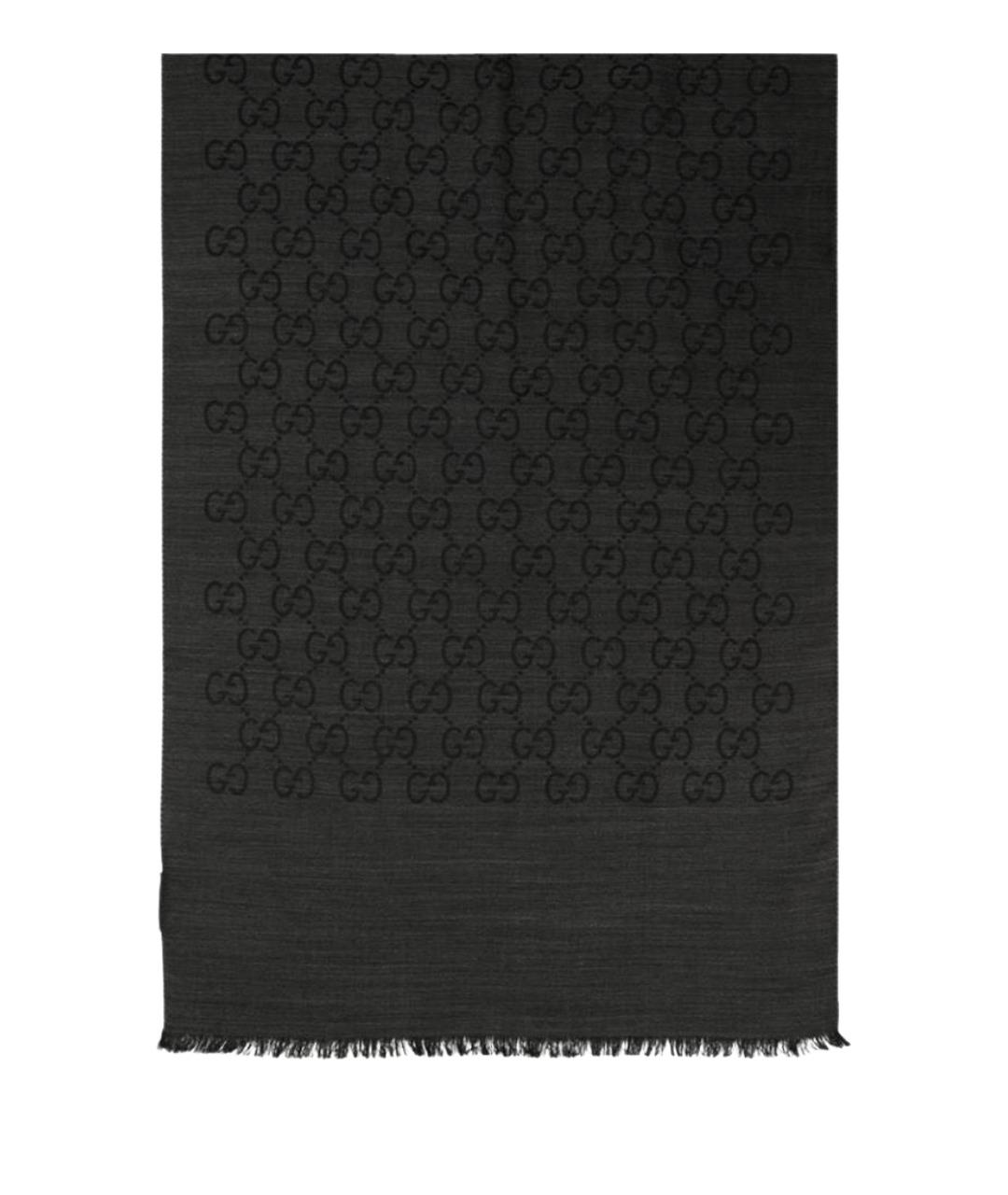 GUCCI Черный шелковый шарф, фото 1
