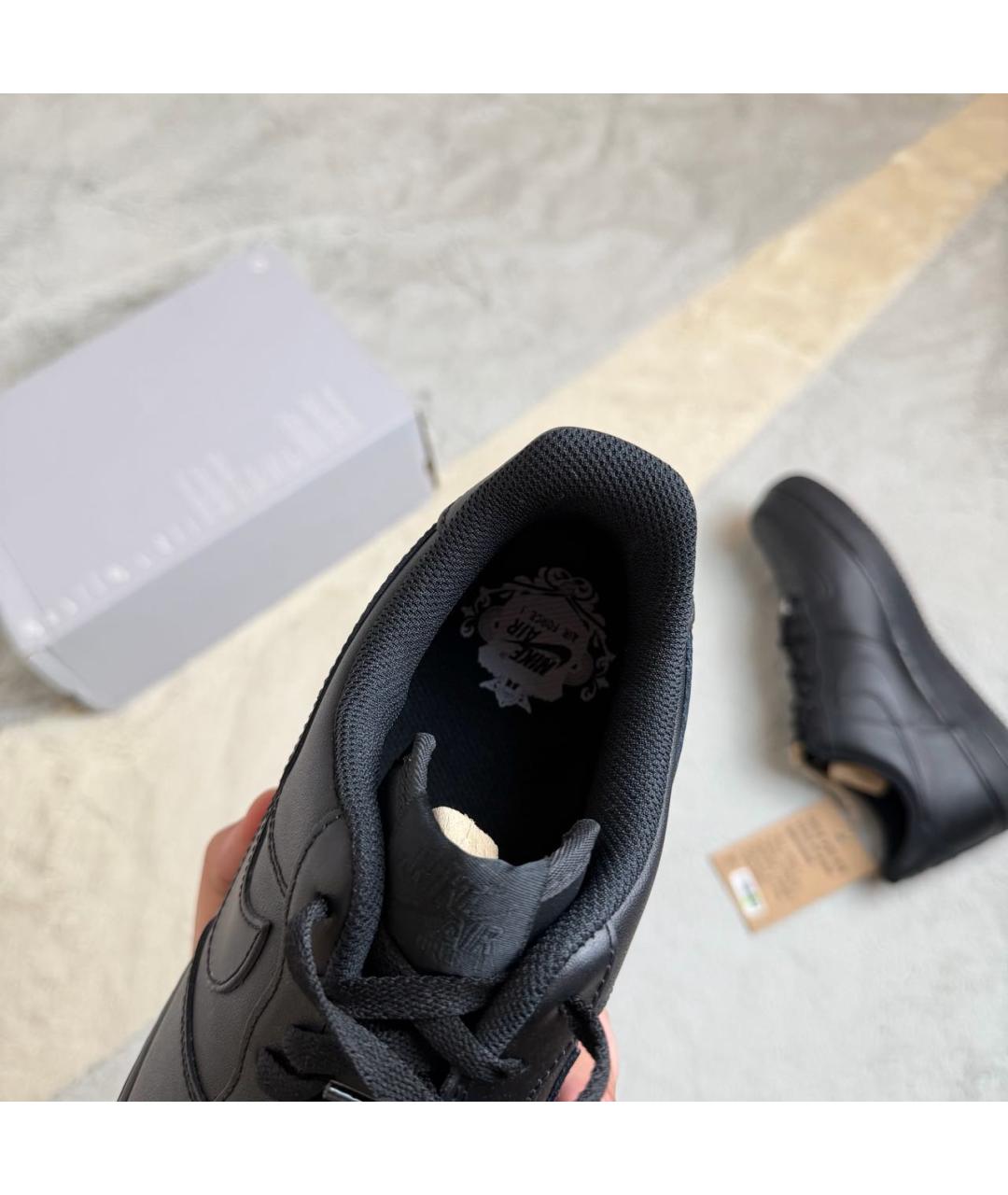 NIKE Черные кожаные низкие кроссовки / кеды, фото 7