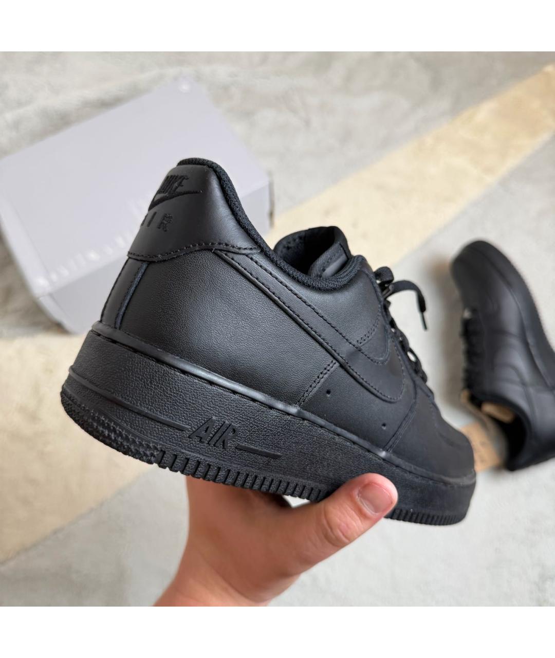 NIKE Черные кожаные низкие кроссовки / кеды, фото 4