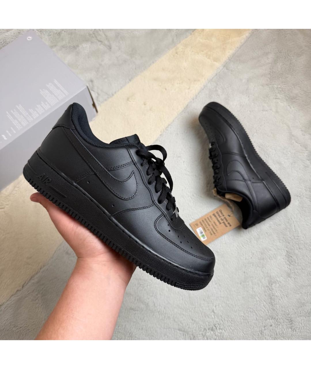 NIKE Черные кожаные низкие кроссовки / кеды, фото 2