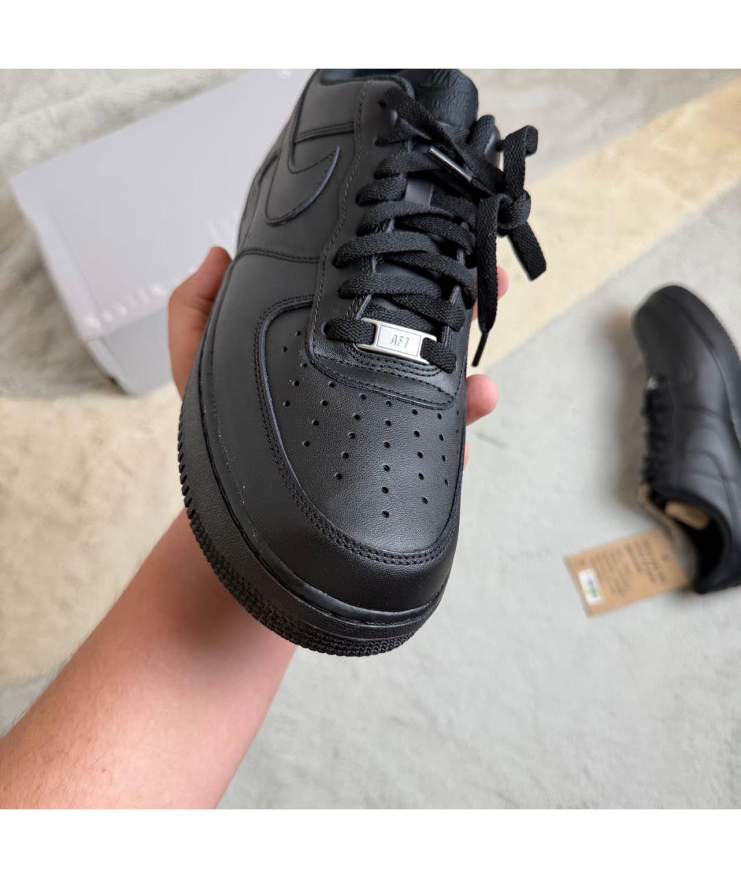 NIKE Черные кожаные низкие кроссовки / кеды, фото 6