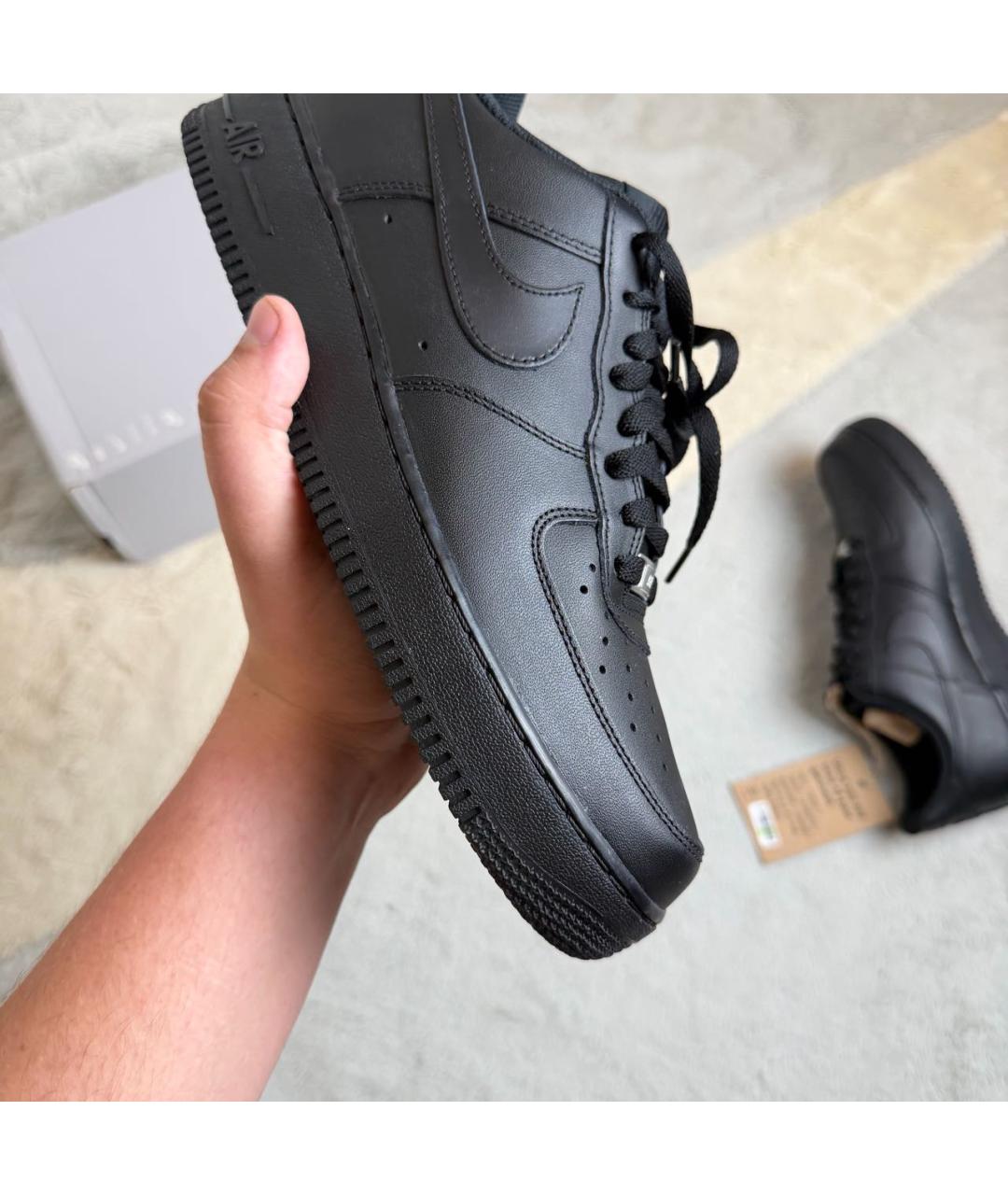 NIKE Черные кожаные низкие кроссовки / кеды, фото 5