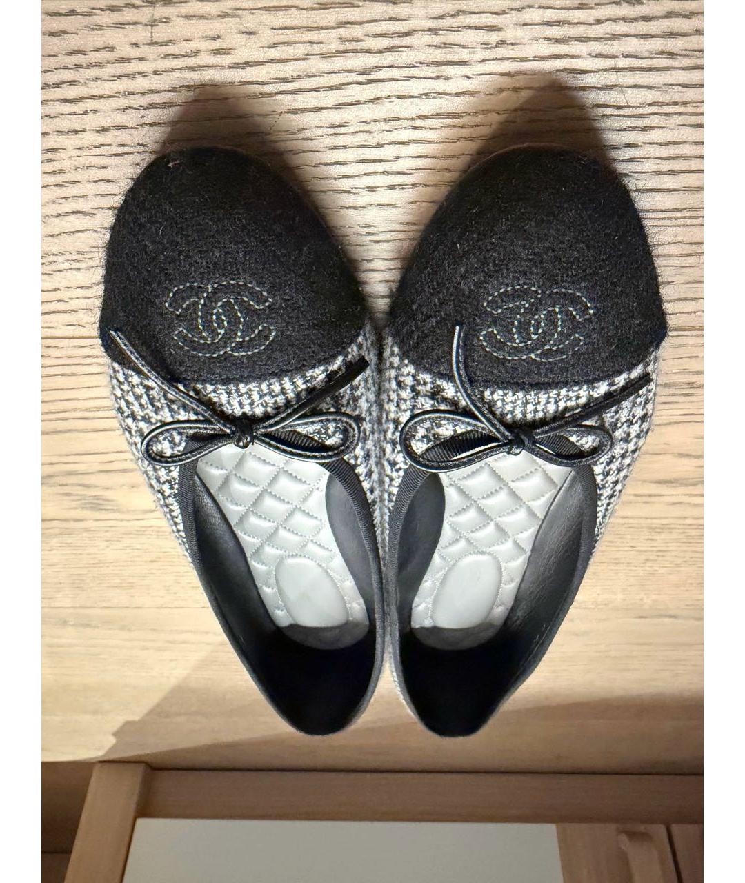 CHANEL Серые текстильные балетки, фото 3
