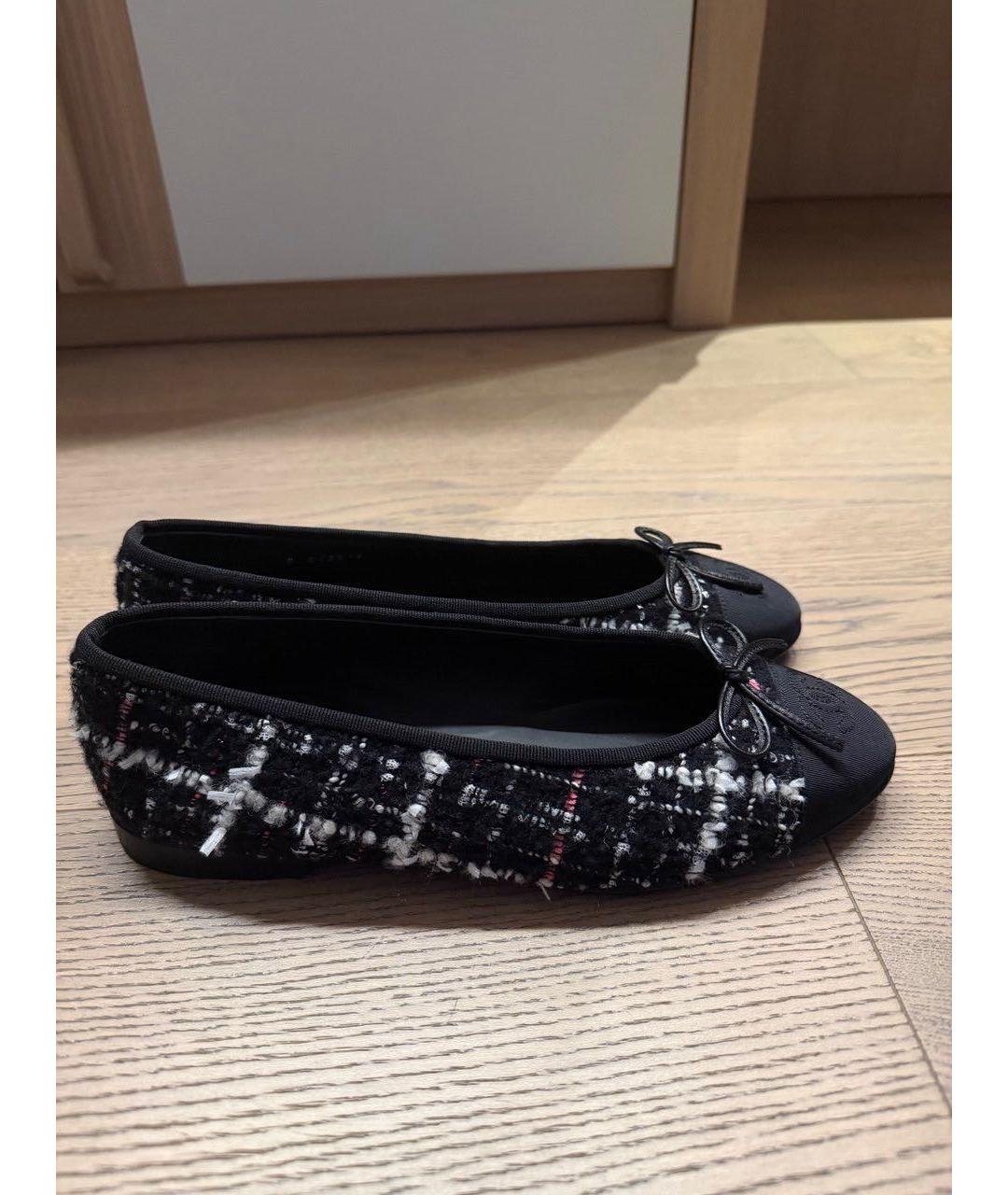 CHANEL Черные текстильные балетки, фото 6