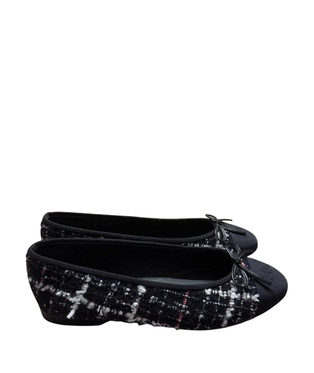 CHANEL Черные текстильные балетки, фото 1