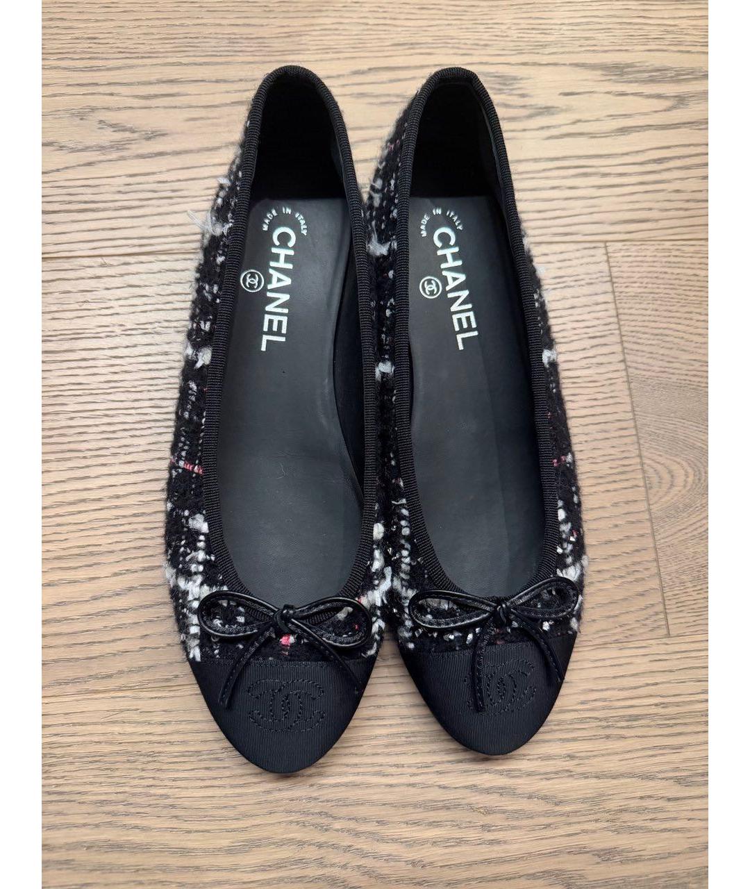 CHANEL Черные текстильные балетки, фото 2