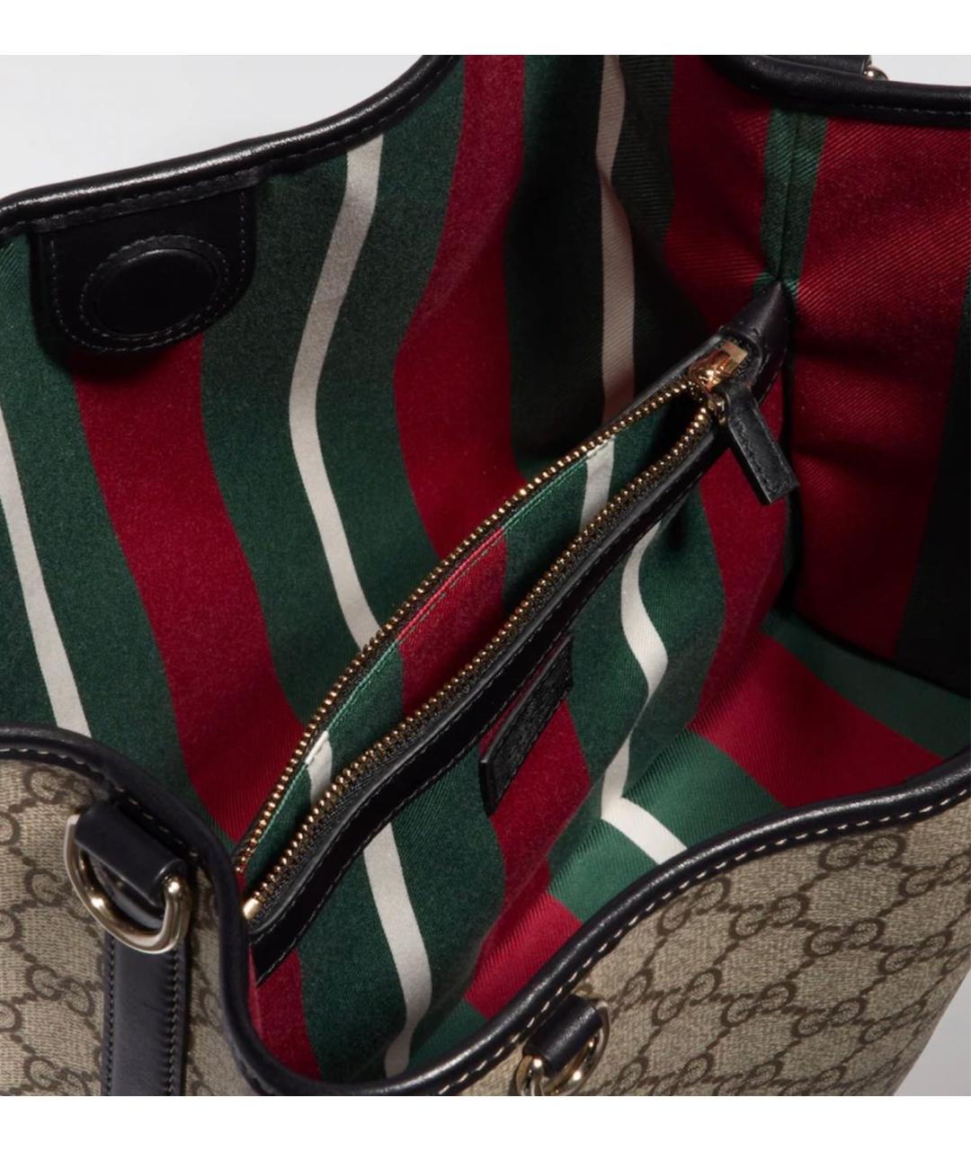 GUCCI Бежевая сумка с короткими ручками из канвы, фото 4