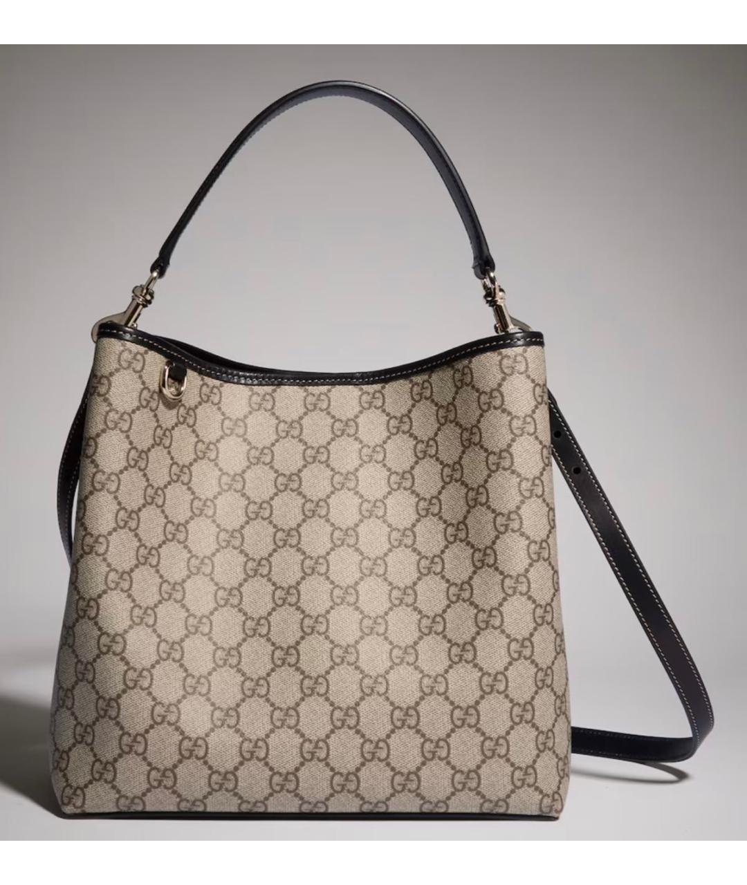GUCCI Бежевая сумка с короткими ручками из канвы, фото 5