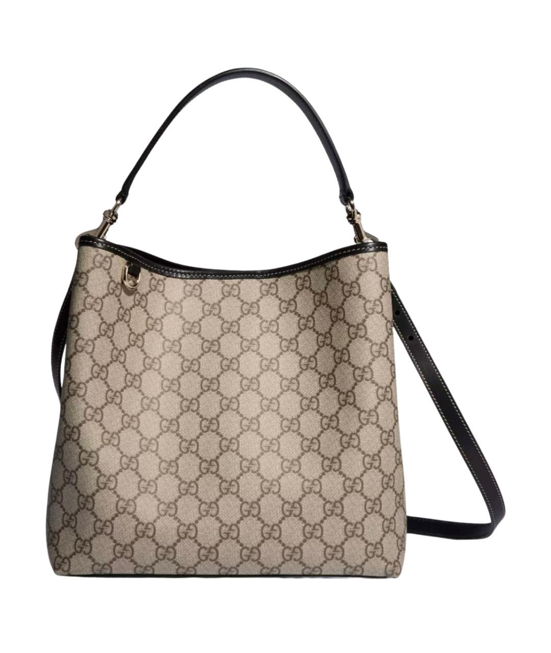GUCCI Бежевая сумка с короткими ручками из канвы, фото 1