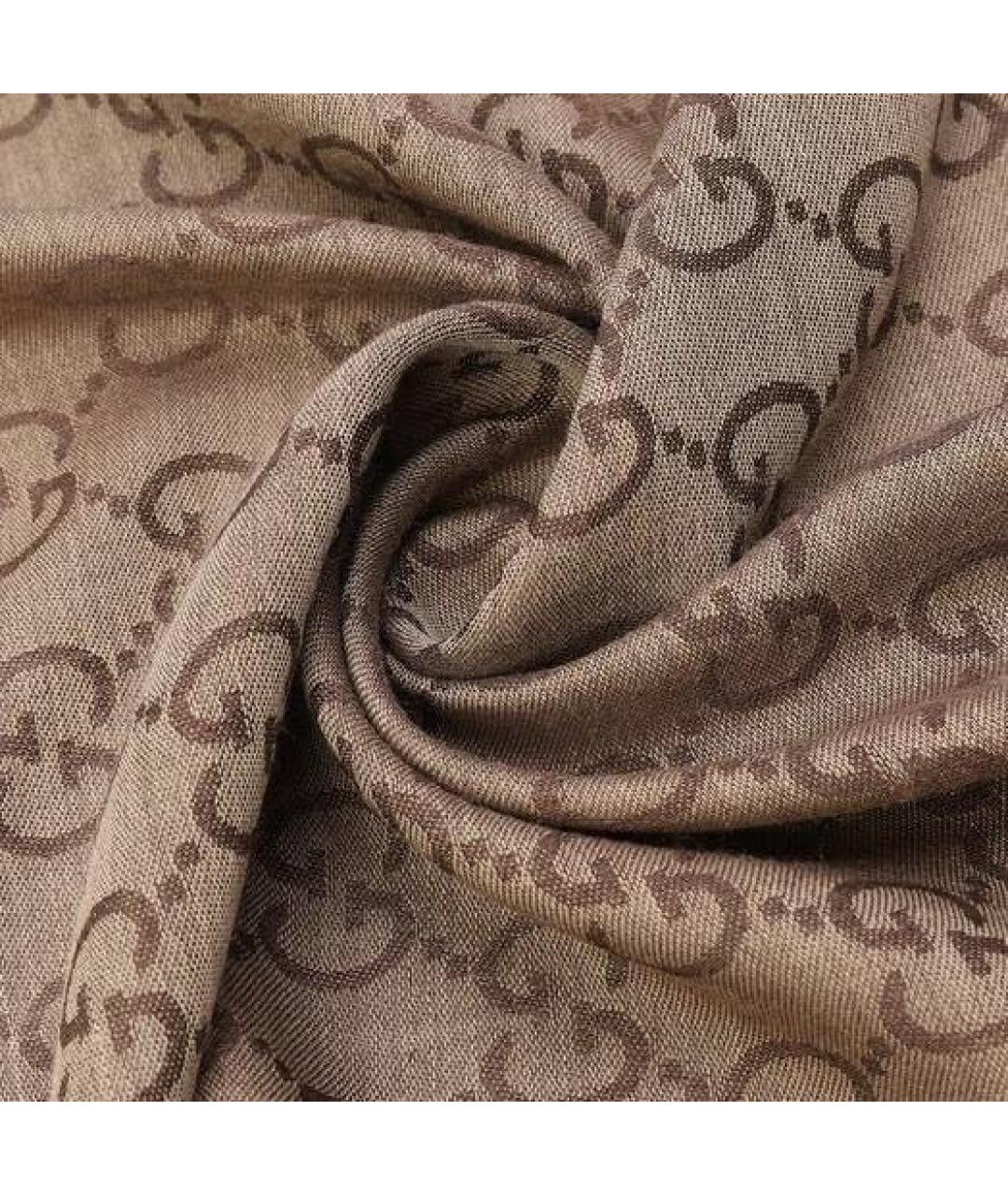 GUCCI Коричневый шелковый шарф, фото 2