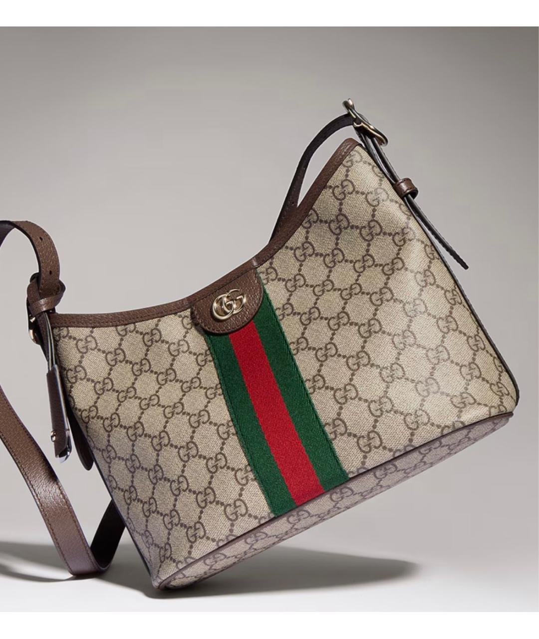 GUCCI Бежевая сумка через плечо из канвы, фото 5