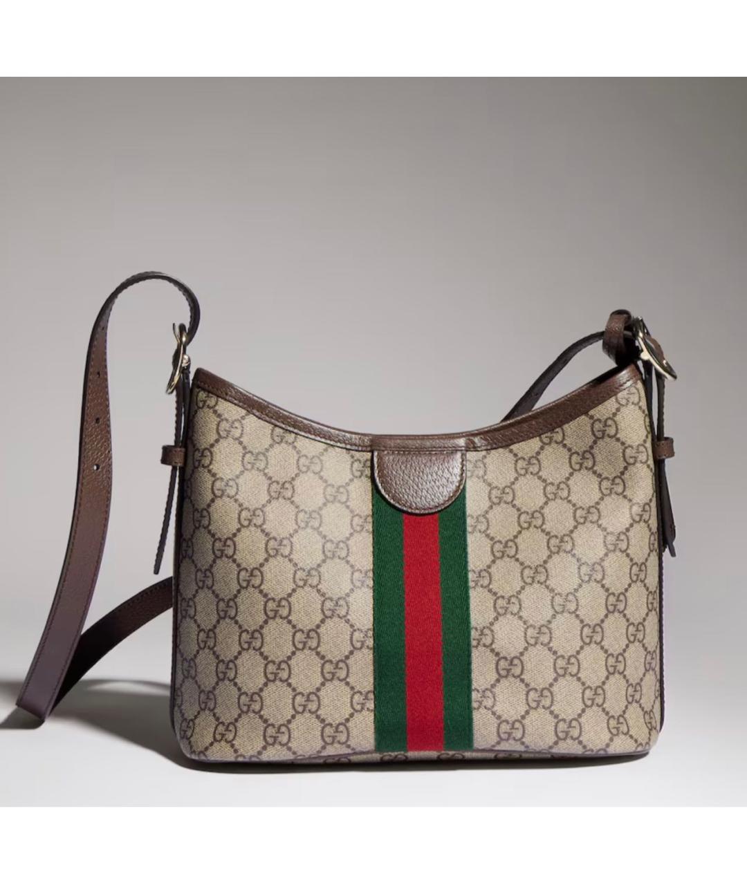 GUCCI Бежевая сумка через плечо из канвы, фото 4